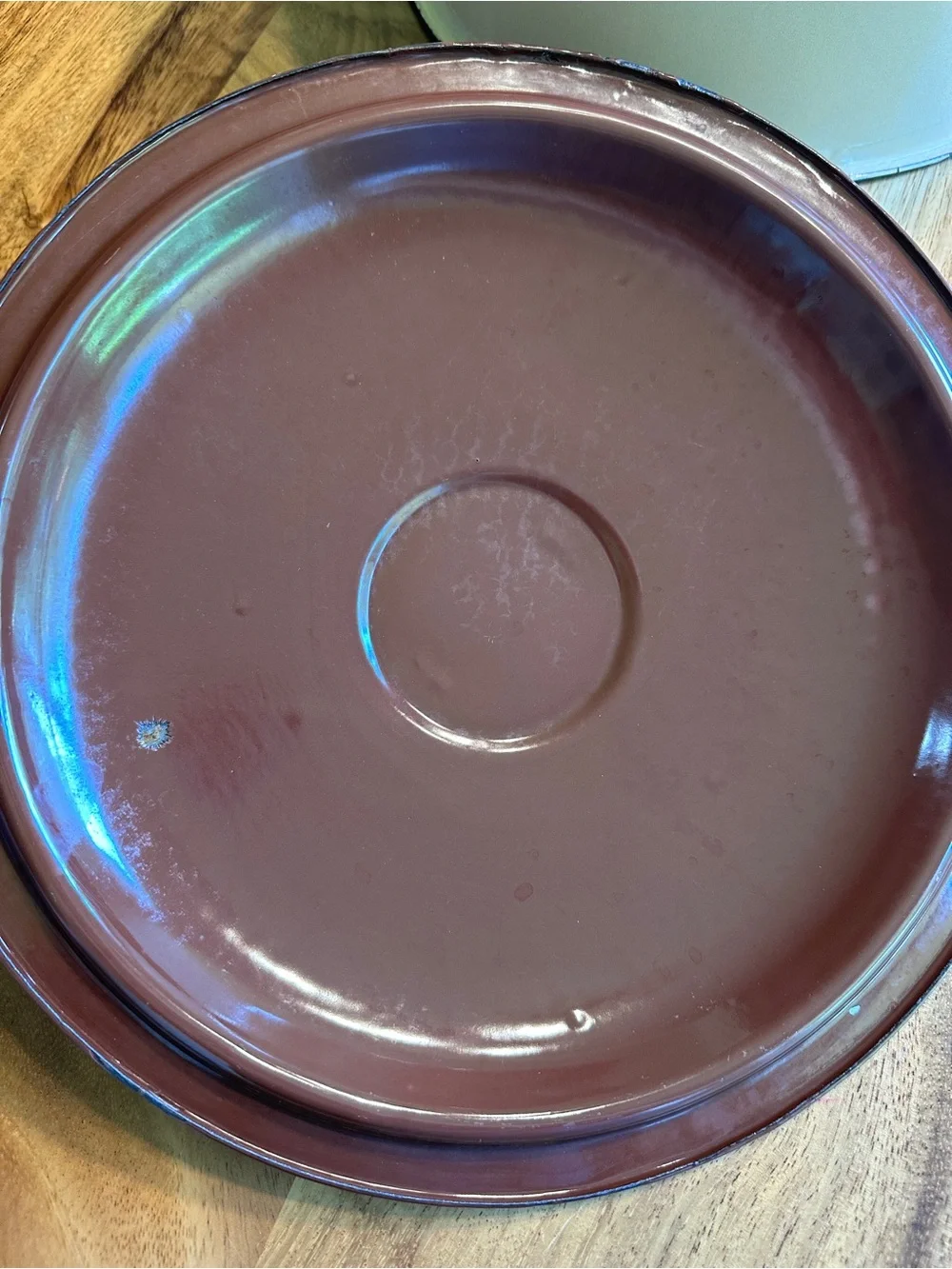 Vintage Enamelware Stockpot With Lid Cream Almond Beige Brown Trim Farmhouse
